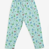 Kids Craft Sea Green Cotton Fabric All Over print Girls Nightsuit - 3-4 years