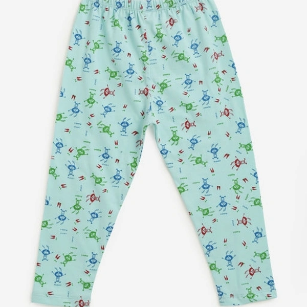 Kids Craft Sea Green Cotton Fabric All Over print Girls Nightsuit - 3-4 years