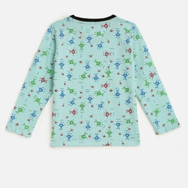 Kids Craft Sea Green Cotton Fabric All Over print Girls Nightsuit - 3-4 years