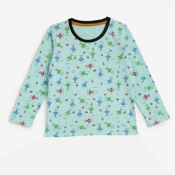 Kids Craft Sea Green Cotton Fabric All Over print Girls Nightsuit - 8-9 years