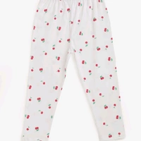 Kids Craft White Cotton Fabric Cherry print Girls Nightsuit - 3-4 years