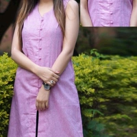 Women's Solid Khadi Cotton Kurti - Pink, XXL