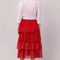 Women Gathered Dress + White Overcoat - Black, S