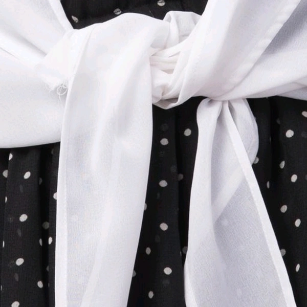 Women Gathered Dress + White Overcoat - Black, S