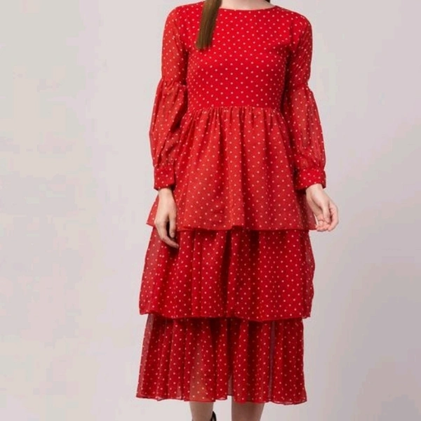 Women Gathered  Dress - Red, S