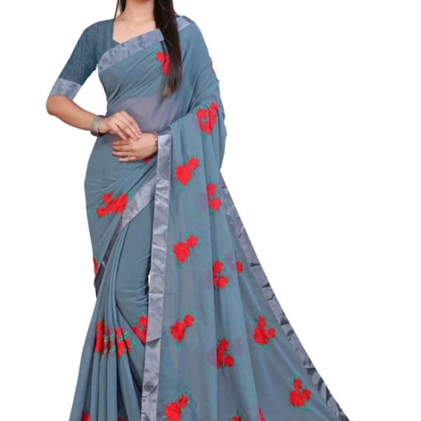 Bollywood Embroidered Fashion Georgette Saree - Green