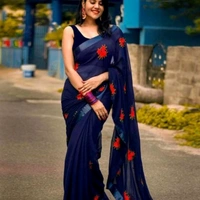 Bollywood Embroidered Fashion Georgette Saree - Pink