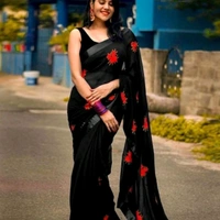 Bollywood Embroidered Fashion Georgette Saree - Pink