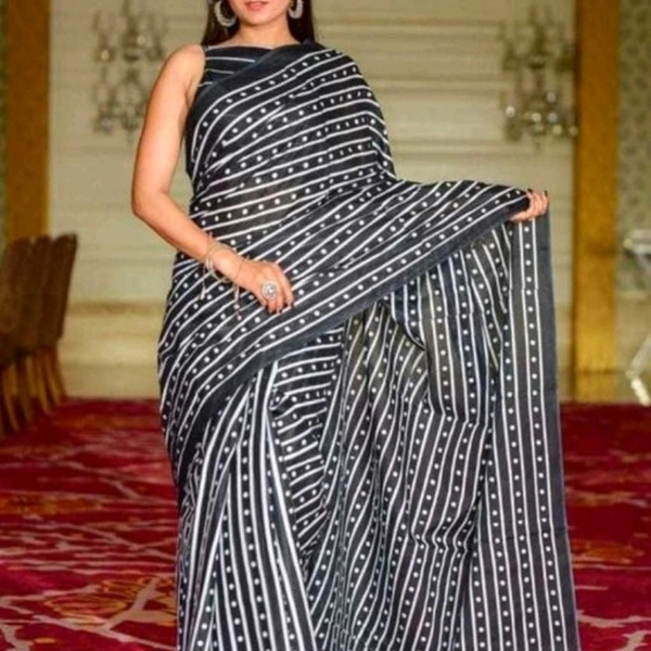 Rani Prints Jaipur Hand Printed Cotton Mulmul Saree
