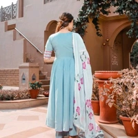 Solid Kurta, Palazzo And Dupatta Set - XL