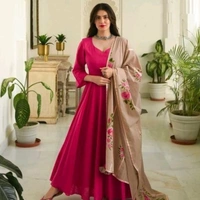 Solid Kurta, Palazzo And Dupatta Set - L
