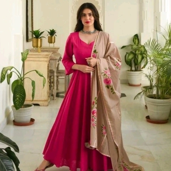 Solid Kurta, Palazzo And Dupatta Set - L