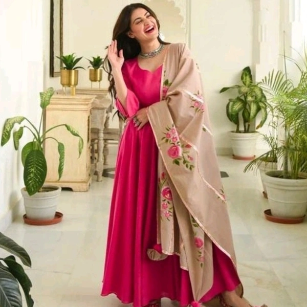 Solid Kurta, Palazzo And Dupatta Set - XL