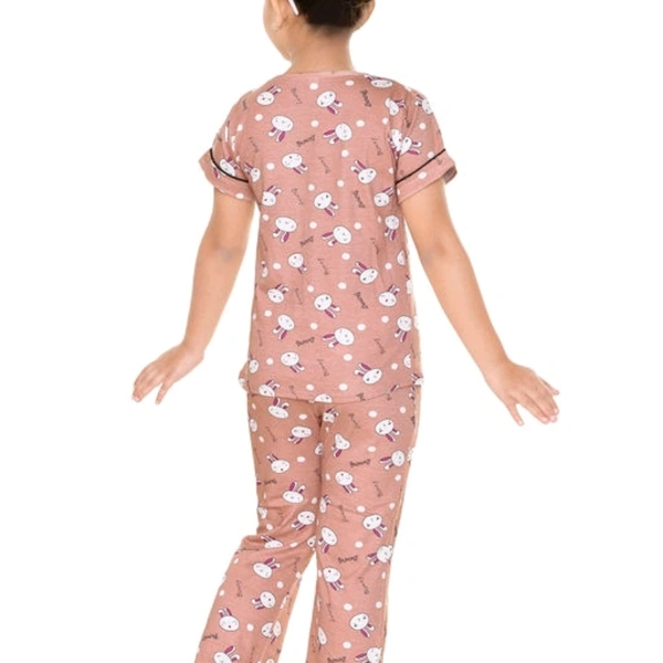 Girls cotton printed night suit - 3-4 years