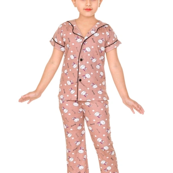 Girls cotton printed night suit - 4-5 years