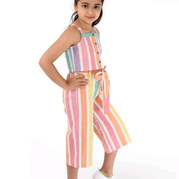 Girls Multi Colorured Top With Palazzos - 4-5 years