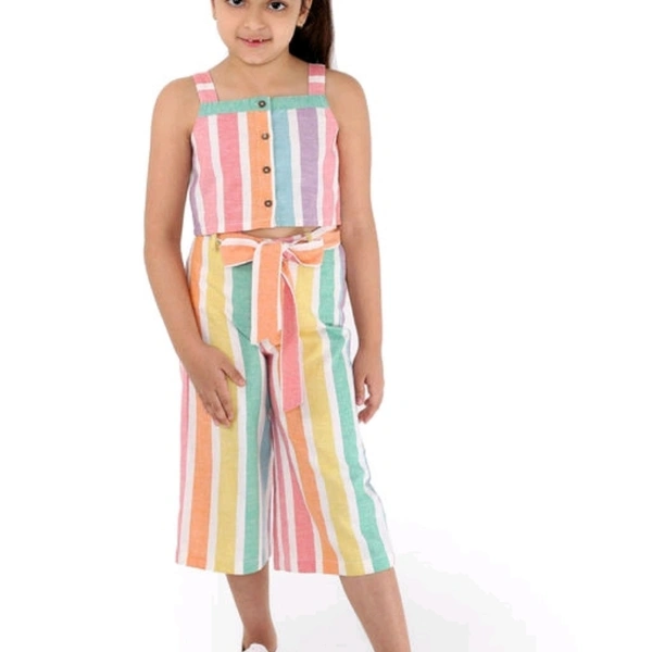 Girls Multi Colorured Top With Palazzos - 10-11 years