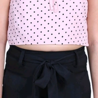 Girls Pink Polka Dots Printed Top with Black Shorts - 14-15 years