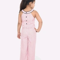Girls Pink Polka Dots Printed Top With Trousers - 5-6 years
