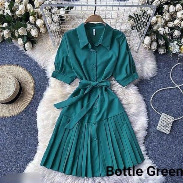 Trendy Designer Women Dress - Bottle Green, S