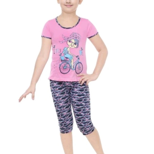 Cute Comfy Kids Girls Nightsuits - 5-6 years
