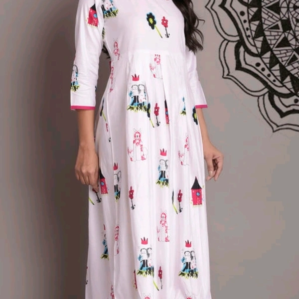 Women'S Printed Rayon Kurtis - Yellow, 4XL