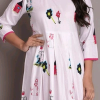 Women'S Printed Rayon Kurtis - Yellow, 4XL