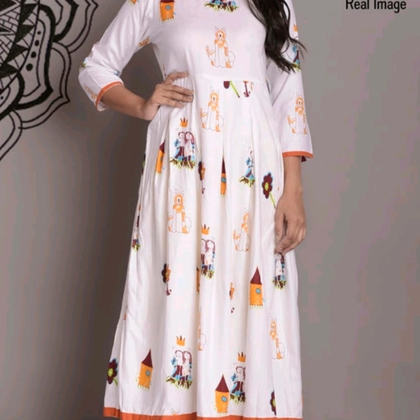 Women'S Printed Rayon Kurtis - Yellow, 4XL