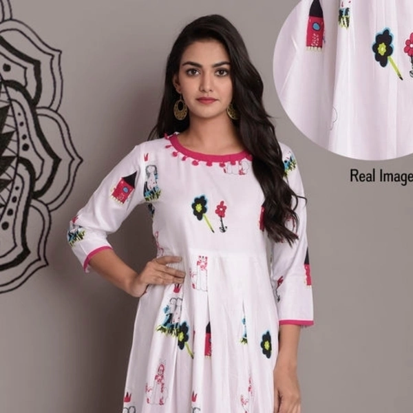 Women'S Printed Rayon Kurtis - Yellow, 4XL