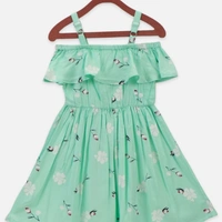 Sky Blue Off Shoulder Flared Dress - 5-6 years