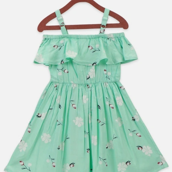 Sky Blue Off Shoulder Flared Dress - 5-6 years