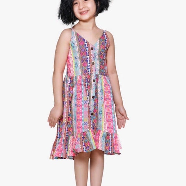 Neon Pink Stripe Low-High Boho Dress - 2-3 years