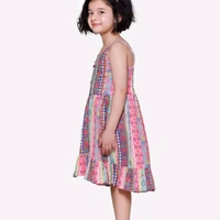 Neon Pink Stripe Low-High Boho Dress - 3-4 years