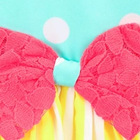 Neon Stripe Powder Blue Polka Dress - 9-10 years