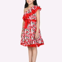 Digital Print red Dress - 2-3 years