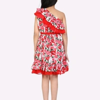 Digital Print red Dress - 4-5 years