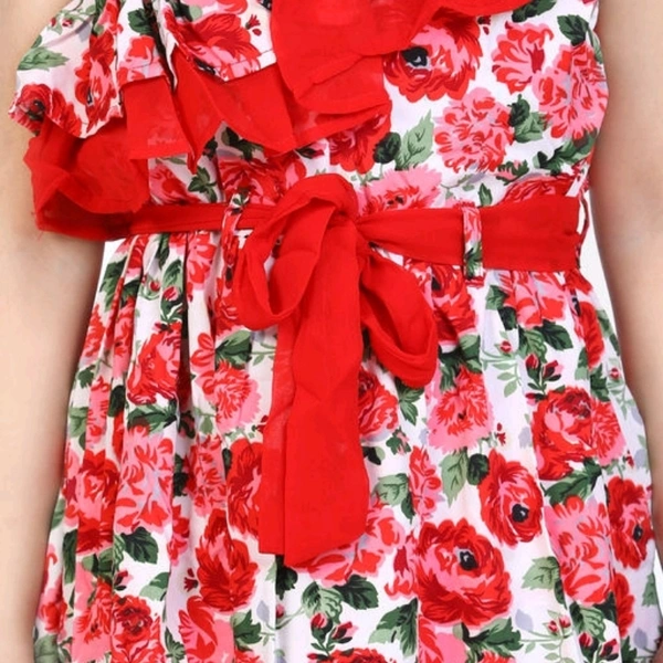 Digital Print red Dress - 4-5 years