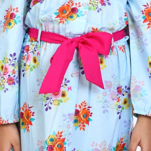 Sky Blue Off shoulder Party Maxi Dress - 3-4 years