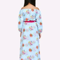 Sky Blue Off shoulder Party Maxi Dress - 9-10 years