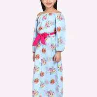 Sky Blue Off shoulder Party Maxi Dress - 11-12 years