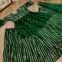 GREEN Embroidered Attractive Party Wear Lehenga