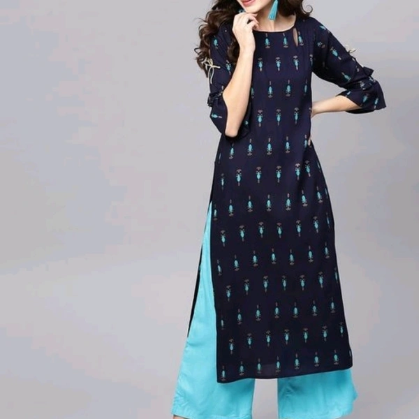 Women Rayon Printed Short Kurti With Palazzos - S