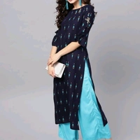 Women Rayon Printed Short Kurti With Palazzos - M