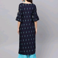 Women Rayon Printed Short Kurti With Palazzos - L