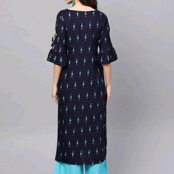 Women Rayon Printed Short Kurti With Palazzos - L