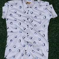 Lycra trend printed half sleeves shirt - Blue, L