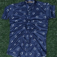 Lycra trend printed half sleeves shirt - Blue, L