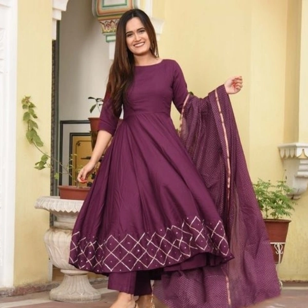 Abhisarika Pretty Women Kurta Sets - Wine, S