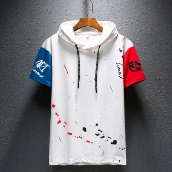 Trendy Cotton T-Shirt/ Hoodie - White, M