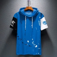 Trendy Cotton T-Shirt/ Hoodie - Blue, XL